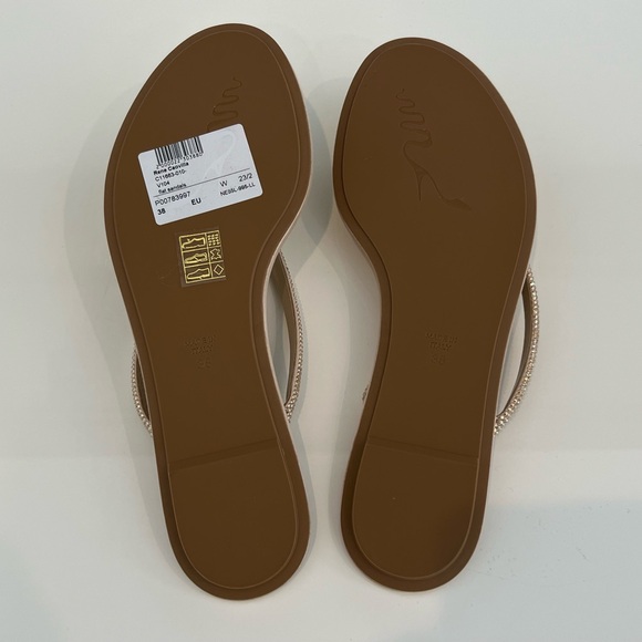 RENE CAOVILLA DIANA BEIGE SATIN HONEY STRASS SANDALS SIZE IT 38 / US 38 NIB! - Picture 16 of 17